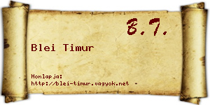 Blei Timur névjegykártya